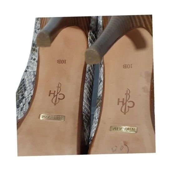 COLE HAAN Snake Print Leather Platform Peep Toe Heels Shoes Sz 10 - Picture 6 of 7